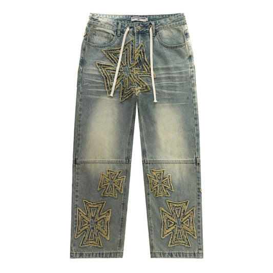 VALLEY Embroidered Letter Jeans #8261